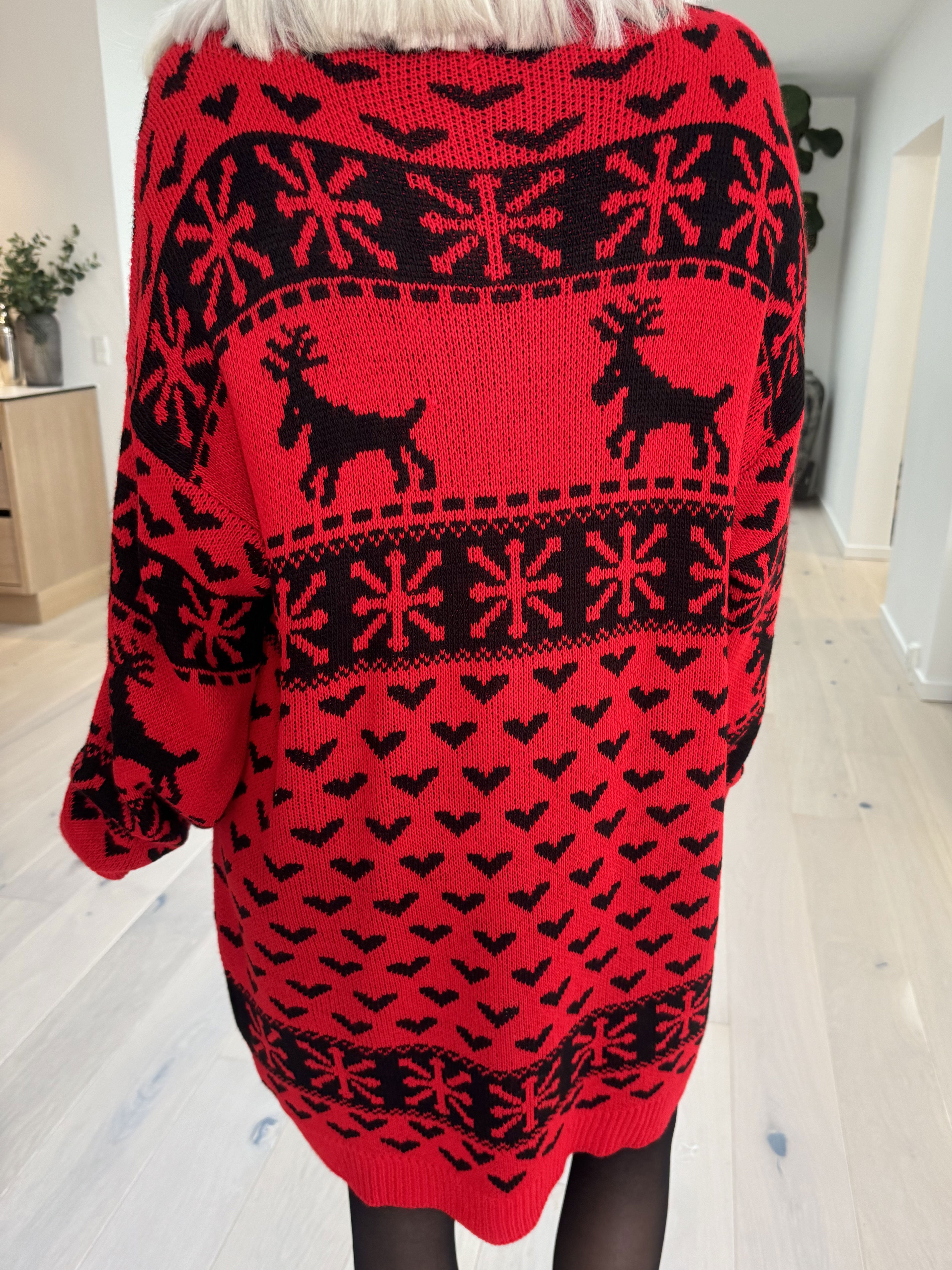 Rudolf - Söt stickad klänning med julmotiv